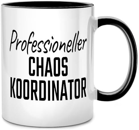 Seness Professioneller Chaos Koordinator, lustige Tasse, bester Chef Geschenke, Chefin Geschenk, Boss, Abschiedsgeschenk Kollegen, Büro Gadgets, Papa Vater (Schwarz)