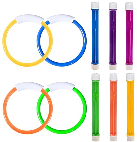 AeroGlo Dive Sticks Pool Toys, 10pcs/set Dive Rings Sticks for Swimming Underwater Pool Training Diving Game Fun Diving Toys for Swimming Pool, Sinkies for Kids Swimming