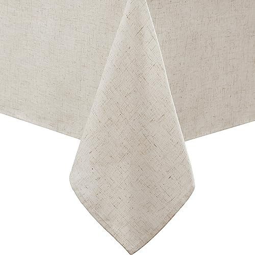 Laura Ashley Dothan Luxury Linen Blend Tablecloth for Formal Dining, Holiday, Wedding or Party, 60 x 144, Taupe