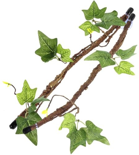 Branche de reptile 2pcs vignes de reptiles réalistes avec feuilles et succursale de terrarium de fausses branches de terrarium pour les reptiles pour les accessoires de réservoir de serpent à serpent