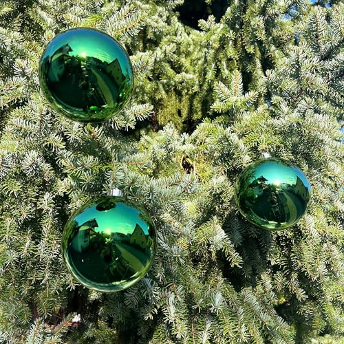 6 x Weihnachtskugeln aus Kunststoff zum Hängen für den Außenbereich Ø 15 cm - Frost und Wetterfest - Outdoor Weihnachtkugeln - Christbaumkugeln für draußen (6 Stück grün (glänzend) Ø 15 cm)