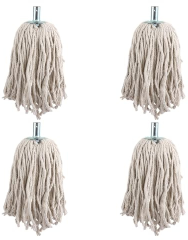 ASelected Cotton Mop heads Replacement Pack of 4,Super Absorbent,Metal Socket Mop Head,Wet or Dry Floor Cleaning Mop Heads,Thick Absorbent Yarn,Heavy Duty Mop Heads for All-Around Floor Cleaning