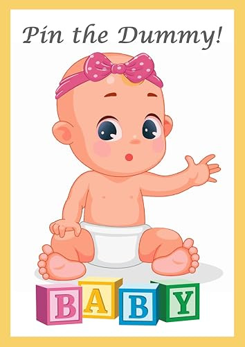 AndysCrafts Pin The Dummy On The Baby Game for 35 Players - A Joyful Baby Shower Activity with Blindfold and Giant Poster (White Baby Girl)