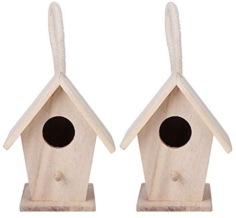 Culnflun Nichoir à Oiseaux en Bois, Nichoir, Accessoire décoratif pour Patio extérieur, Cabane en Rondins Suspendue pour Jardin