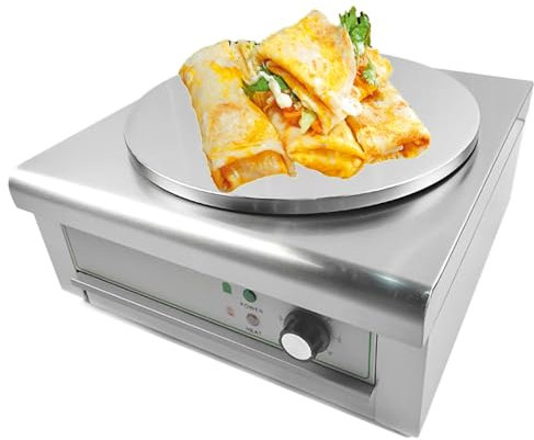 POCDOKYZ Crepera Grande de 3000 W, máquina para Hacer panqueques Antiadherente de 40 cm, tamaño de Placa calefactora: 400 x 20 mm, Calentamiento rápido, Temperatura Ajustable de 0 a 300 ℃,Metallic