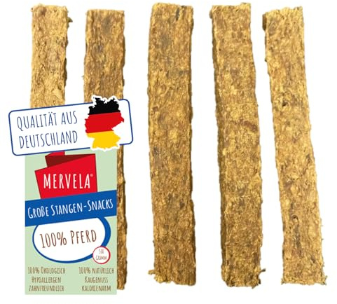 MERVELA® Bastoncini da masticare a cavallo, 500 g [qualità dalla Germania] per cani sensitivi, ricompensa, snack da allenamento, senza cereali, ipoallergenici, per cani, snack ricco di proteine