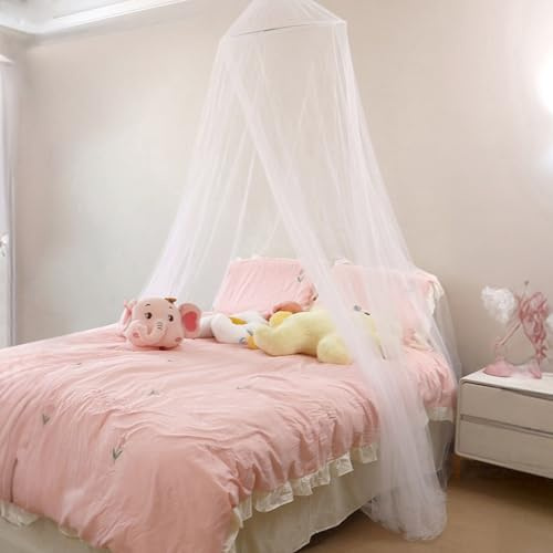 ABCDipper Regenbogen Betthimmel für Mädchen Prinzessin Baldachin Hanging Netting Schlafzimmer Dekor Weiß Doppelbett Moskitonetz