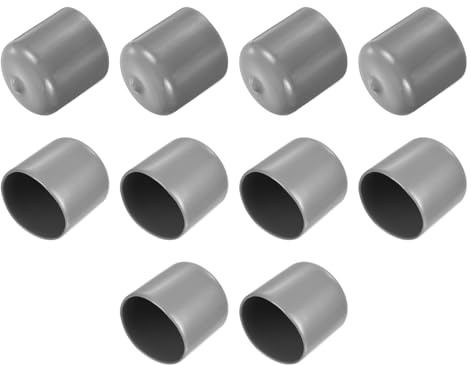 sourcing map 10pcs Rubber End Caps 31mm ID Light Grey | Round End Cap Cover Screw Thread Protectors