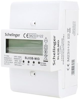 Schelinger Compteur électrique triphasé MID 100A - Rail DIN - IP50-3 modules
