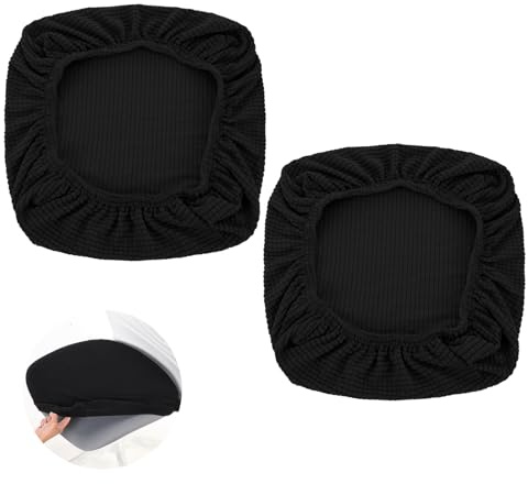 TIESOME 2 Stücke Dehnbarer Bürostuhlbezug,40-60cm Stuhlbezug Sitzfläche Abnehmbar Waschbar Hochelastischer Elasthan Anti-Staub Stuhl Slip Cover Kissenbezug für Büro Restaurant Hochzeit (Schwarz)