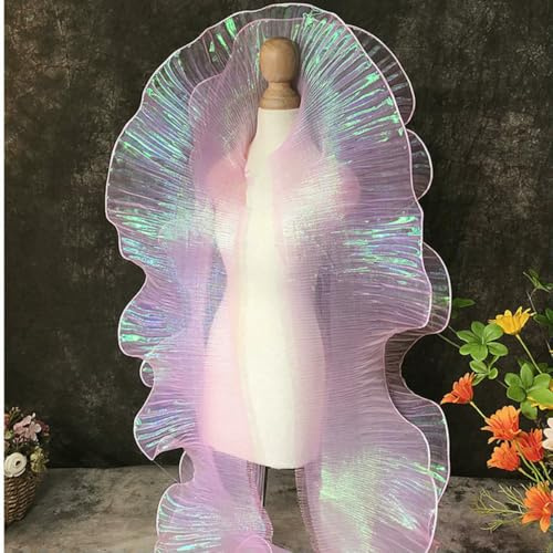 2 Yards Plissee-Blumenspitze, Farbverlauf für Hochzeit, gewelltes, gestreiftes Dekorationstuch, breit 15 cm, Rosa, 2 Yards