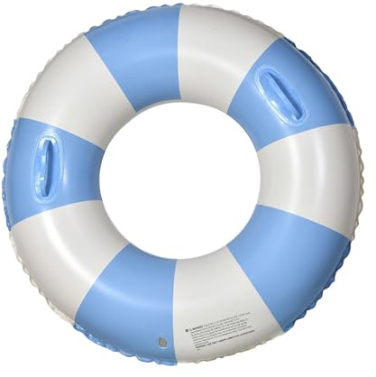 Kustimantu Aufblasbare Ringe für Pool – aufblasbare Schwimmer, dick, rutschfest, mit ergonomischen Griffen, gestreift, für Erwachsene, Sommerpartys, Wasserspiele