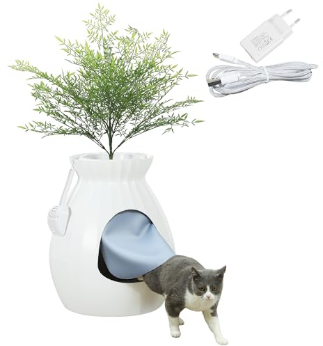 PawHut Lettiera per Gatti Antiodore a forma di Vaso con Paletta e Cavo di Alimentazione, Lettiera per Gatti Chiusa in ABS e Acciaio Inox, 50x48.5x58.7 cm, Bianco