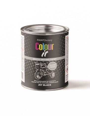 COLOUR IT Paint Tins – 300ml – Durable Gloss & Radiator Paint for Wood, Metal, Furniture & Home Surfaces (Black Gloss 300ml - 3065)