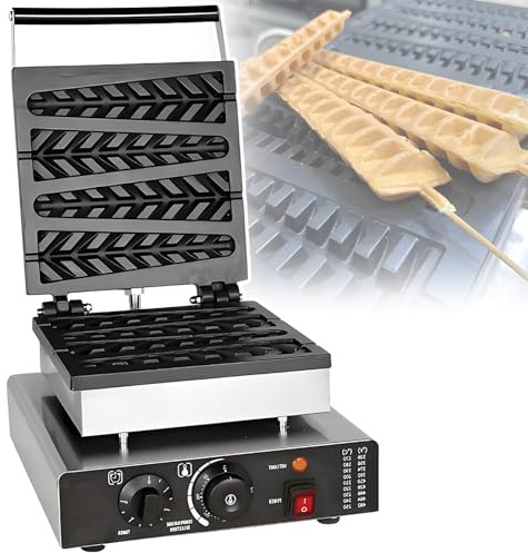 vnmudzeo Macchina per Waffle A Forma di Albero di Pino da 4/6 Fette, Acciaio Inox, Ghiaccioli Antiaderenti Pressa per Waffle A Stecco, Impugnatura Cool Touch 4Slice