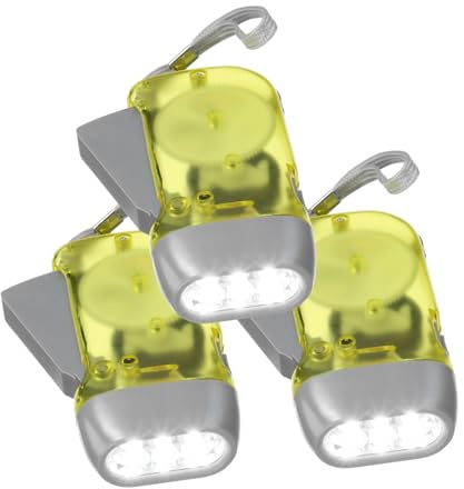ELAYARD Lampe de Poche LED à Manivelle 3 Pièces en Plastique | Lumière de Secours Portable, pour Travail et Réparation, Lot de 3, Format Compact Couleur Aléatoire