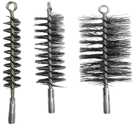 Violiica 3pcs Steel Wire Chimney Cleaning Brush Set 30mm 50mm 80mm, High Temperature Resistant Furnace and Boiler Pipe Brush for Ventilation Ducts Stoves Dryers