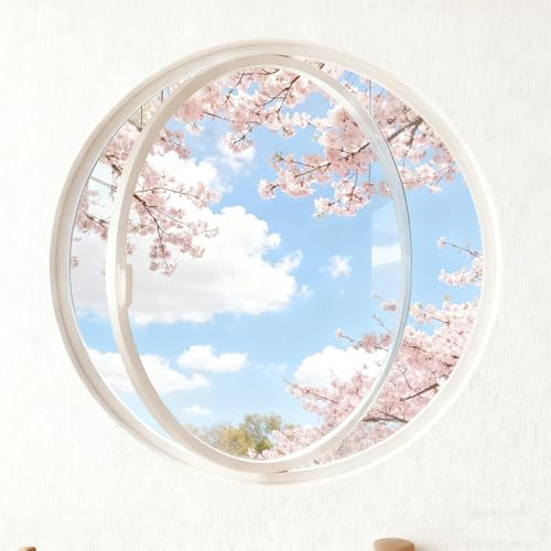 BYJSJY Rundes Fenster mit Zentraler Drehachse,Kellerfenster,Flügelfenster,Moderne Belüftung für Küche Bad Zuhause,Aluminiumrahmen und 0,5 cm dickem sicherheitsglas(White1,80cm/31.5in)