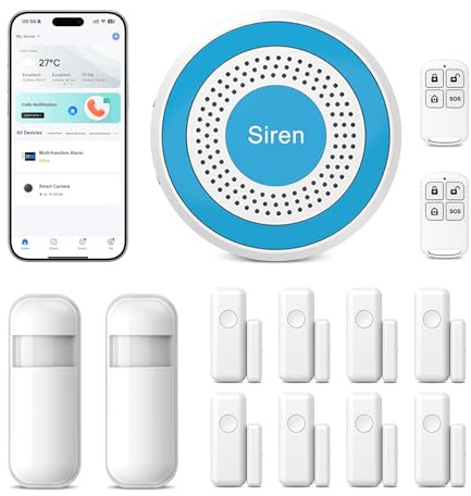 PGST Intelligentes Alarmanlage,WiFi Alarmanlage Haus mit Tür- und Bewegungssensoren, App-Fernbenachrichtigung, funktioniert mit Alexa und Google Assistant, Keine monatlichen Gebühren