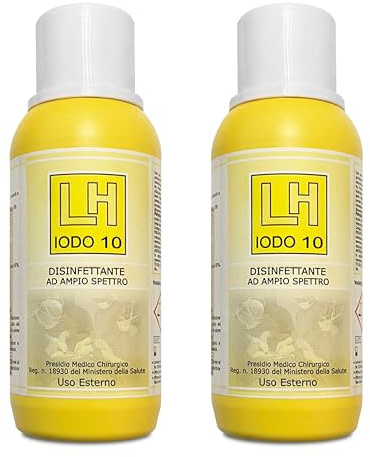IODO 10 Disinfettante ad ampio spettro per uso sterno (2x500 ml) - D.M. 388 - Reintegro Cassetta del pronto soccorso Fai da Te