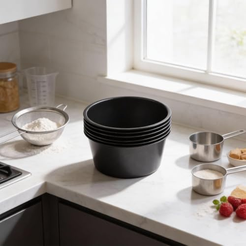 6 pcs Shaped Pudding Cup Carbon Steel Muffin Pan for Air Fryer and Small Oven Baking of Puddings Egg Tarts Popovers and Cakes (100ml short cup)