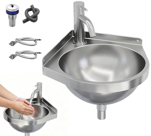Wall Mount Bathroom Sink | Corner Triangular Semi-Circular Faucet Washbasin,Triangular Wall Mount Sink,for Entryway Laundry Garden Patio Bathroom Kitchen Home Apartment