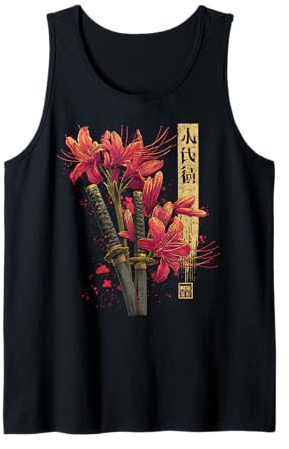 Ragno Rosso Giglio Fiore Katana Spada Anime Giapponese Otaku Canotta