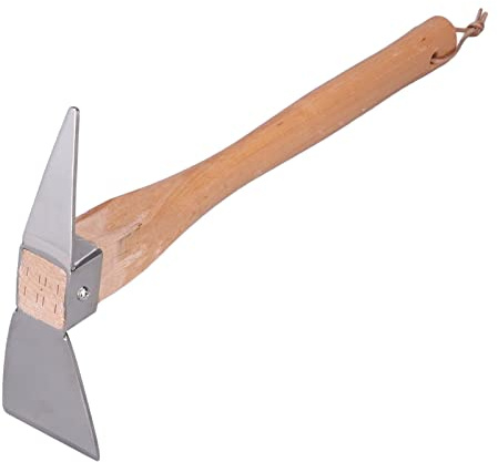 Chiyyak Piccone Piccone a Doppia Testa Mattock 385mm Acciaio Inossidabile con Manico in Legno di Faggio per Giardinaggio Piantare Fiori Piante in Vaso