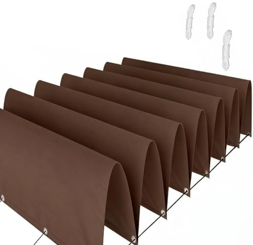 Vela Ombreggiante a Onda Retrattile 110 x 470 cm Protezione Solare Antivento Vela Ombreggiante Rettangolare Tinta Unita Antistrappo con Funi per Giardino & Gazebo, Marrone
