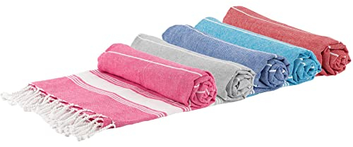 Nicola Spring Turkish Cotton Bath Towels - 170 x 90cm - 5 Colours - Pack of 5 - Lightweight & Absorbent Large Adults Drying Beach Towel Bathroom Gym Cloth Sauna Hammam Shower Sheet