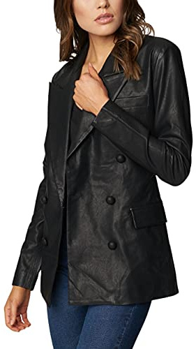[BLANKNYC] WOMEN'S VEGAN LEATHER BLAZER, Carbon ,M