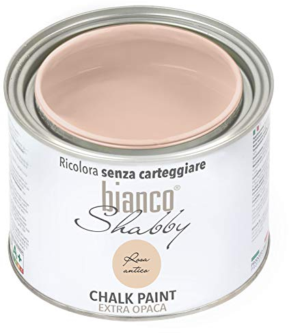 biancoShabby® Chalk Paint Rosa Antico Pintura Shabby Chic Vintage para Muebles y Paredes Extra Mate vuelva a dar color fácilmente todo tipo de material sin lijar (500 ml Paquete de 1)