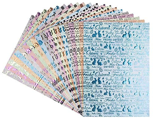Dekorkartong | unik | påsk | DIN A4 | 250 g/m² | 4 designer i 5 färger | 20 bågar
