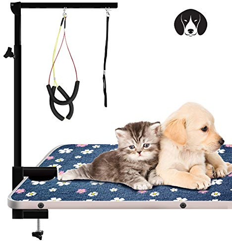 Urban Deco Pet Grooming Arm with Clamp Innovative Portable Two Grooming Arms - 33.5 inch Height Adjustable,Dog Grooming Loop and No Sit Haunch Holder for Large and Small Dogs,Cats