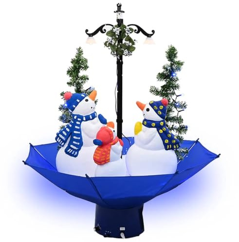 vidaXL Albero di Natale con Nevicata e Base ad Ombrello Addobbi di Natale Decorazioni Natalizie Festoni Alberi Finti per Feste Blu 75 cm in PVC