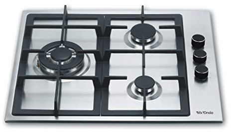 Mx Onda MX-PG2200X Placa gas butano y gas natural, cocina de gas con tres fuegos, encimera gas, placa de gas butano, encimera gas butano base en acero inoxidable