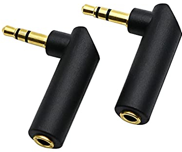 rgzhihuifz 3.5mm Angle Male to Female Audio Adapter, 90 Degree Right Angle Gold-Plated TRS Stereo Jack Plug AUX Connector Compatible with Headset, Tablets, MP3 Players, Speakers(2 Pack)
