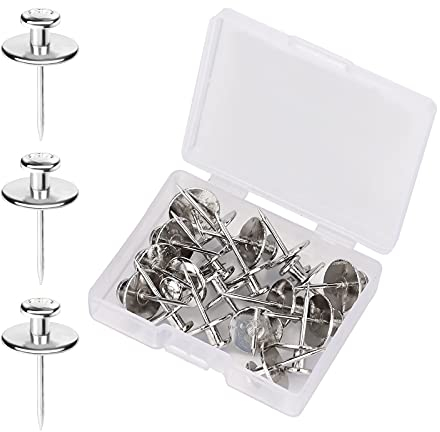 KINBOM 20 Piezas Colgadores de Cuadros, Clavos Pared Doble Cabeza, Ganchos con Pasador Ganchos Decorativos Ganchos con Pasador Empuje para El Hogar Aula Oficina Sala Estudio Paneles Yeso (Plateado)