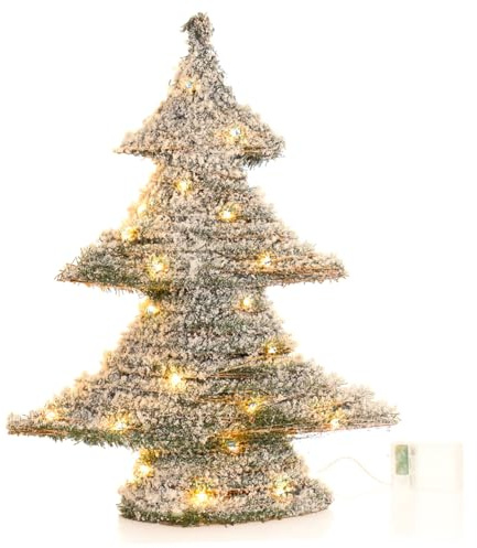 com-four® Künstlicher Weihnachtsbaum beschneit mit Beleuchtung und Timer | Tanne mit Kunstschnee und 40 warmweißen LEDs - Weihnachtsdeko - Stimmungslicht für Weihnachten