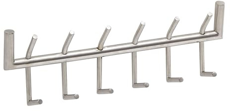 FineBuy Wandgarderobe 60x10x19 cm Metall Silber mit Hakenleiste | Garderobenpaneel mit massiven Kleiderhaken auf 2 Höhen, Garderobenleiste für Flur und Diele, handgefertigt