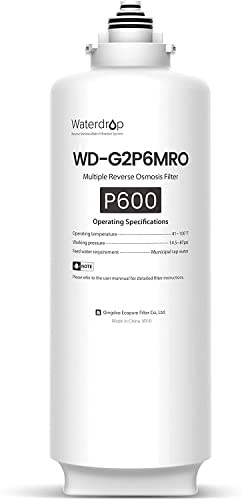 Waterdrop G2P6MRO Filtre pour Système RO G2P600, Durée de 2 Ans | Uniquement Compatible avec G2P600, Filtre RO sous Évier, Longue Durée, Grande Capacité, Remplacement Facile