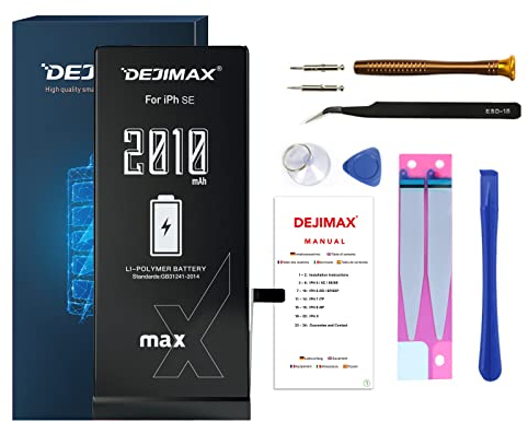 DEJIMAX Phone Batteria per iPhone SE 2016 A1662/A1723/A1724, 2010mAh Batteria Sostitutiva Agli Loni di Litio ad Alta Capacità con Kit di Strumenti di Riparazione e Istruzioni Complete for SE Battery