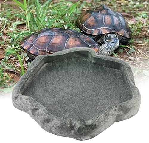 Eidechsen-Futternapf Futternapf aus ABS-Harz Haustiere Reptilienfelsen Futter- und Wassernapf Futternapf Schildkr?Ten-Eidechsen(S-Smaragdschwarz)