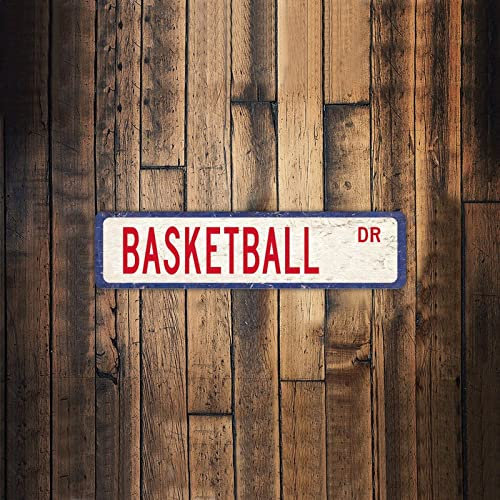 Basketball DR Vintage Metal Sign Basketball Personalized Aluminum Sign Basketball Sport Sign Basketball Player Gift for Home Cabin Front Door Outdoor Decor 3x12 Inch_50