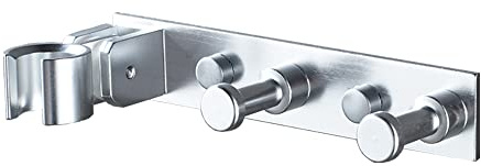 Melairy Soporte De Ducha Adhesivo Sin Necesidad De Taladrar Soporte Mural Para Ducha Aluminio Soporte De Teleducha Universal Extraíble Con Dos Ganchos Para Cuarto De Baño（15.5CM）