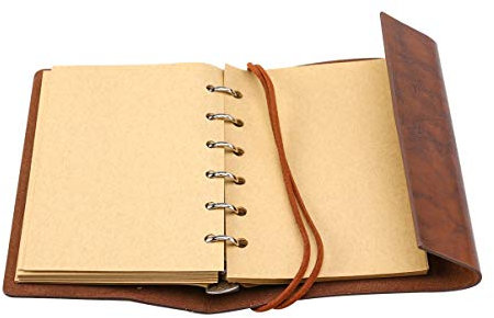 TEHAUX Vintage Notizbuch Mit Losen Blättern Pu-einband Retro-kompass-motiv Unliniertes Papier Umschlaggröße Für Reisen Und Tagebucheinträge