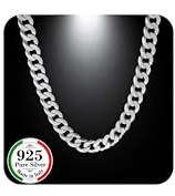 QUADRI - Elegante Halskette aus Panzerkette (Cubana) - Breite 12mm - Silberkette aus 925er Echtsilber - Länge 61 cm - Made in Italy