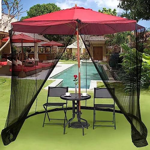 JYHCD Rete Anti-Zanzara per Ombrellone con Cerniera, Zanzariera Portatile Regolabile Si Adatta A 7-10 Ft Outdoor Garden Deck Camping Umbrella E Patio Tables, Diametro: 300Cm, Altezza: 230Cm, Nero
