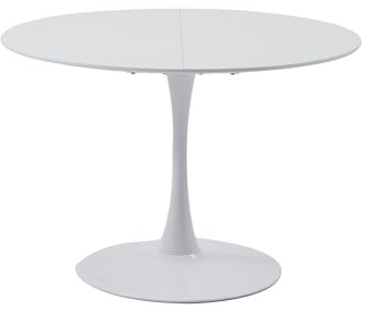 EGOONM Moderner Runder Esstisch mit Sockel, Mid-Century Freizeittisch für Küche, Esszimmer & Wohnzimmer (110 * 110 * 75cm, Weiß)