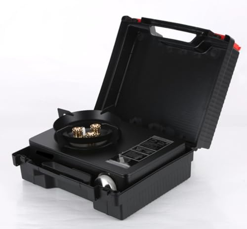 SMH LINE® Réchaud à gaz de luxe 3,5 kW sans cartouches de gaz 227 g gaz butane robuste camping valise cuisinière extérieur barbecue de table 3 feux